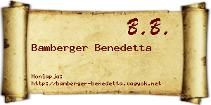 Bamberger Benedetta névjegykártya